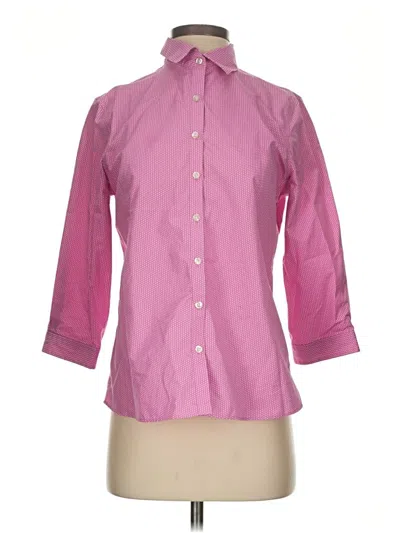 Pre-owned Lands' End 3/4 Sleeve Button Down Shirt In Pink