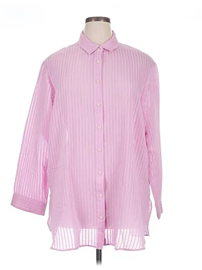Pre-owned Lands' End 3/4 Sleeve Button Down Shirt In Pink