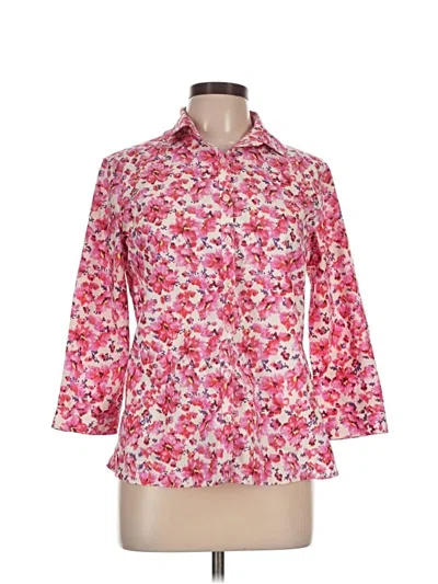 Pre-owned Lands' End 3/4 Sleeve Button Down Shirt In Pink