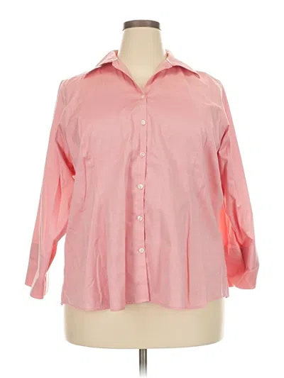 Pre-owned Lands' End 3/4 Sleeve Button Down Shirt In Pink