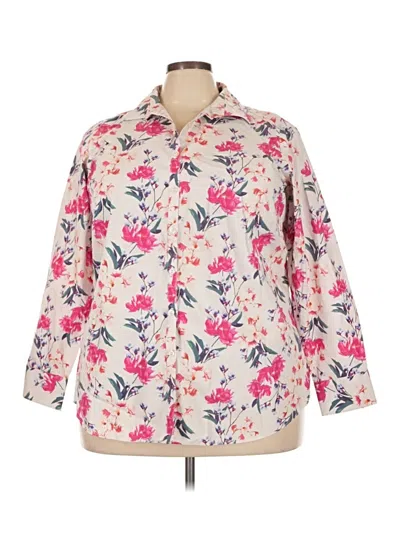 Pre-owned Lands' End 3/4 Sleeve Button Down Shirt In Pink