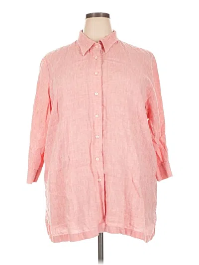 Pre-owned Lands' End 3/4 Sleeve Button Down Shirt In Pink