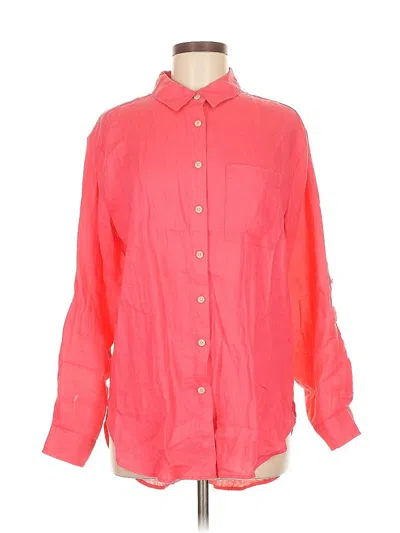 Pre-owned Lands' End 3/4 Sleeve Button Down Shirt In Red