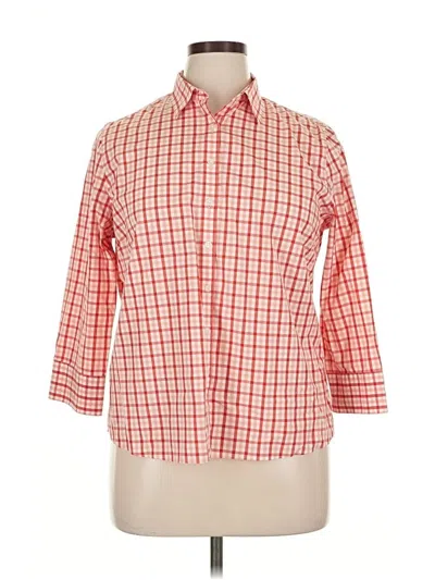 Pre-owned Lands' End 3/4 Sleeve Button Down Shirt In Red