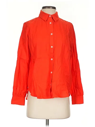 Lands' End 3/4 Sleeve Button Down Shirt In Red