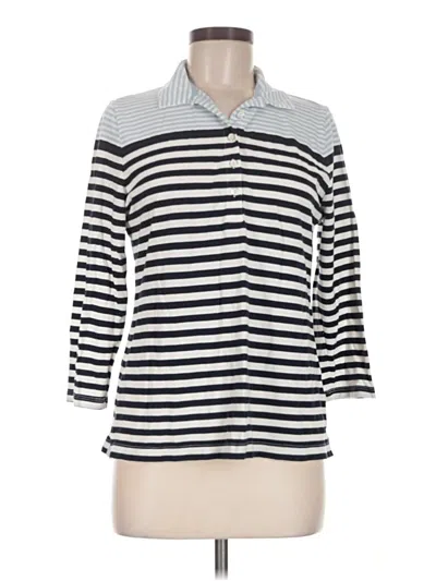 Pre-owned Lands' End 3/4 Sleeve Button Down Shirt In Silver