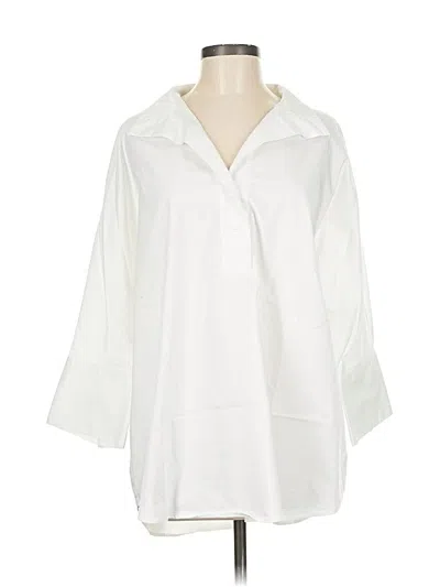 Pre-owned Lands' End 3/4 Sleeve Button Down Shirt In White