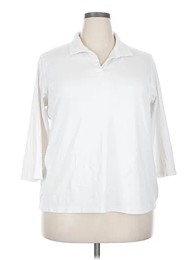 Pre-owned Lands' End 3/4 Sleeve Button Down Shirt In White