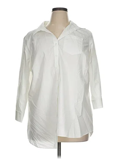 Pre-owned Lands' End 3/4 Sleeve Button Down Shirt In White