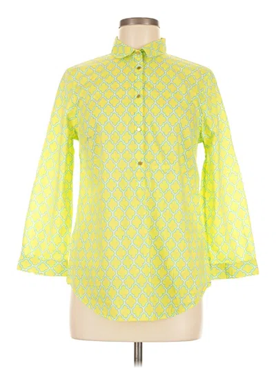 Pre-owned Lands' End 3/4 Sleeve Button Down Shirt In Yellow