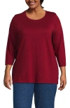 Lands' End 3/4 Sleeve Cotton Supima Tunic In Burgundy