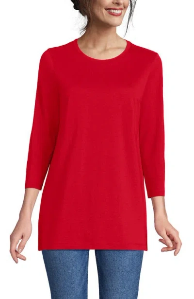Lands' End 3/4 Sleeve Cotton Supima Tunic In Red