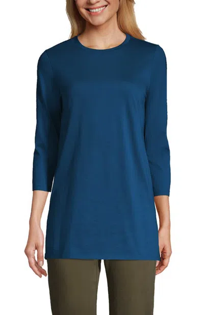 Lands' End 3/4 Sleeve Cotton Supima Tunic In Baltic Teal
