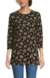 Lands' End 3/4 Sleeve Cotton Supima Tunic In Black