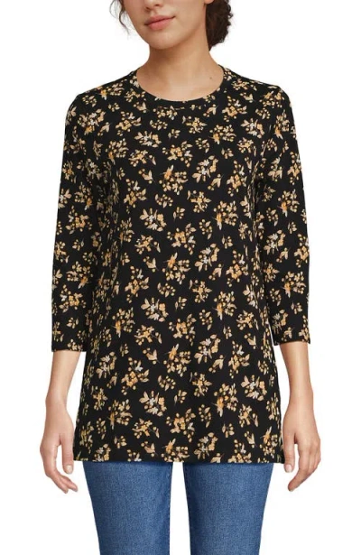 Lands' End 3/4 Sleeve Cotton Supima Tunic In Black