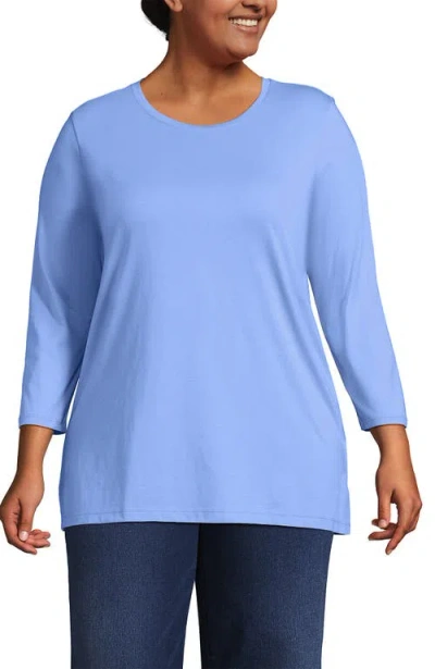 Lands' End 3/4 Sleeve Cotton Supima Tunic In Blue