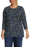 Lands' End 3/4 Sleeve Cotton Supima Tunic In Blue