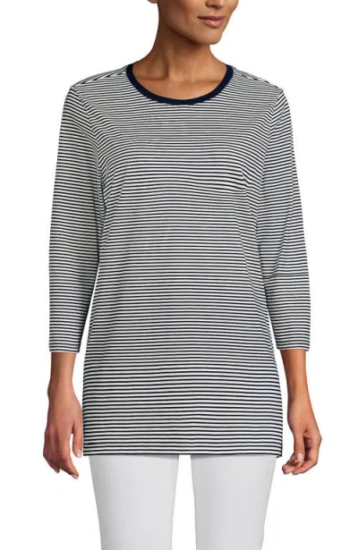 Lands' End 3/4 Sleeve Cotton Supima Tunic In Blue