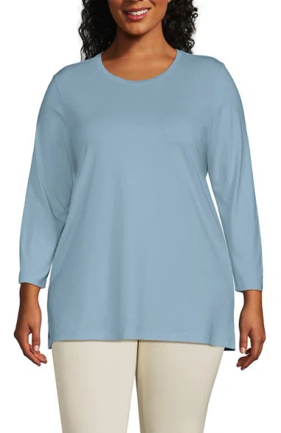 Lands' End 3/4 Sleeve Cotton Supima Tunic In Blue
