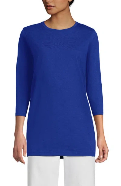 Lands' End 3/4 Sleeve Cotton Supima Tunic In Blue