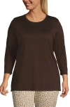 Lands' End 3/4 Sleeve Cotton Supima Tunic In Brown
