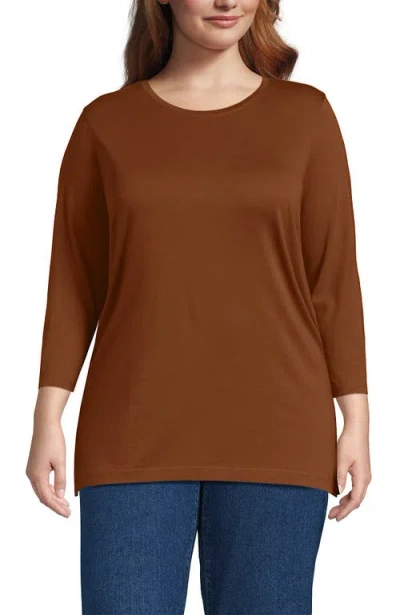 Lands' End 3/4 Sleeve Cotton Supima Tunic In Brown