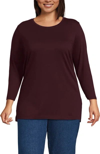Lands' End 3/4 Sleeve Cotton Supima Tunic In Black