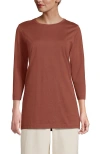 Lands' End 3/4 Sleeve Cotton Supima Tunic In Burgundy