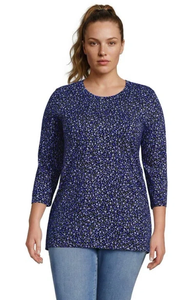 Lands' End 3/4 Sleeve Cotton Supima Tunic In Blue