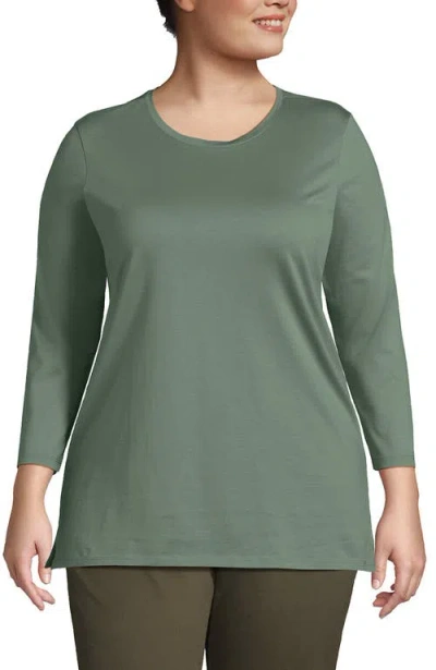 Lands' End 3/4 Sleeve Cotton Supima Tunic In Green