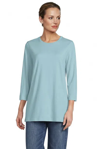 Lands' End 3/4 Sleeve Cotton Supima Tunic In Light Seagrass