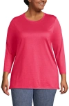 Lands' End 3/4 Sleeve Cotton Supima Tunic In Pink