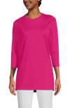 Lands' End 3/4 Sleeve Cotton Supima Tunic In Pink