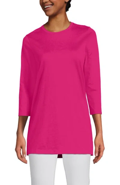 Lands' End 3/4 Sleeve Cotton Supima Tunic In Pink