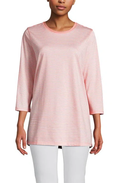 Lands' End 3/4 Sleeve Cotton Supima Tunic In Pink