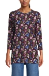 Lands' End 3/4 Sleeve Cotton Supima Tunic In Purple