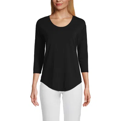 Lands' End 3/4 Sleeve Lightweight Jersey U-neck Tunic In Black