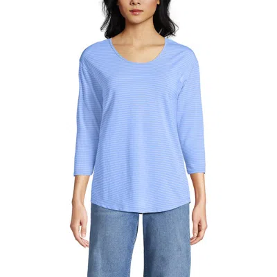 Lands' End 3/4 Sleeve Lightweight Jersey U-neck Tunic In Blue