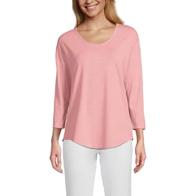 Lands' End 3/4 Sleeve Lightweight Jersey U-neck Tunic In Pink