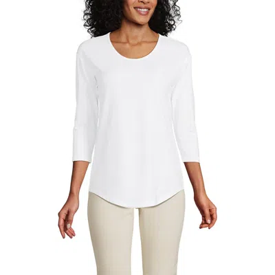 Lands' End 3/4 Sleeve Lightweight Jersey U-neck Tunic In White