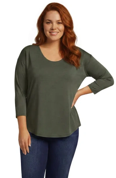 Lands' End 3/4 Sleeve Lightweight Jersey U-neck Tunic In Forest Moss