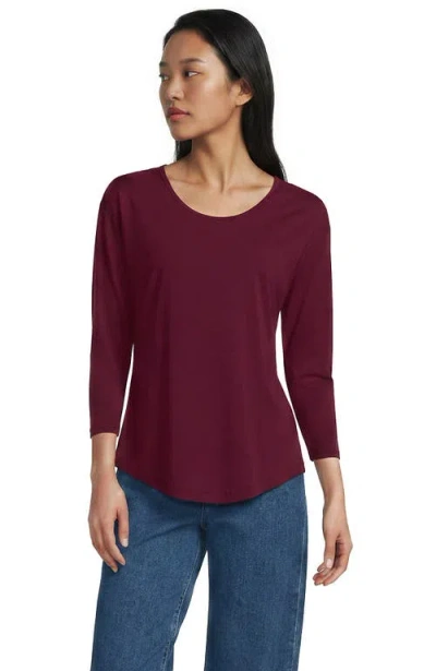 Lands' End 3/4 Sleeve Lightweight Jersey U-neck Tunic In Rich Burgundy