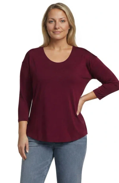 Lands' End 3/4 Sleeve Lightweight Jersey U-neck Tunic In Rich Burgundy