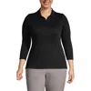 Lands' End 3/4 Sleeve Supima Cotton Polo Shirt In Black