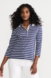 Lands' End 3/4 Sleeve Supima Cotton Polo Shirt In Blue