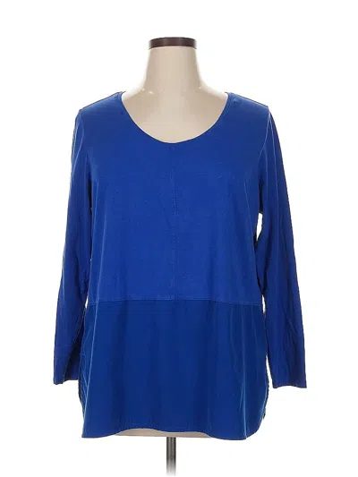 Pre-owned Lands' End 3/4 Sleeve T-shirt In Blue