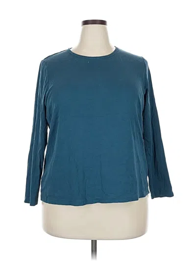 Pre-owned Lands' End 3/4 Sleeve T-shirt In Blue