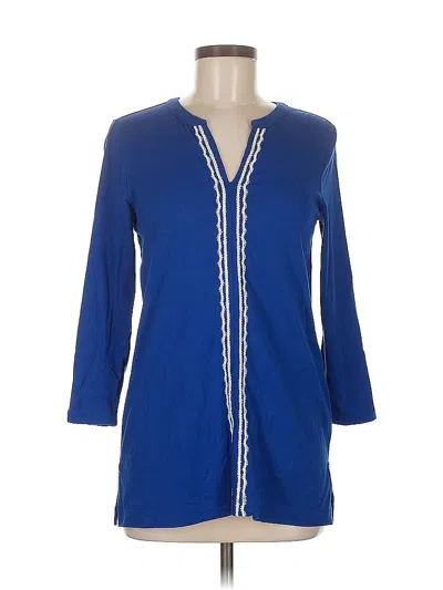 Pre-owned Lands' End 3/4 Sleeve T-shirt In Blue