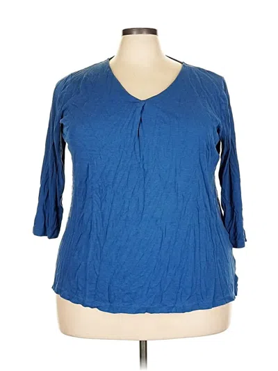 Pre-owned Lands' End 3/4 Sleeve T-shirt In Blue