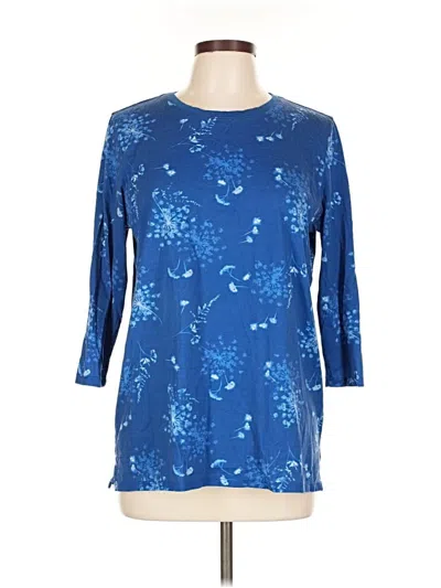 Pre-owned Lands' End 3/4 Sleeve T-shirt In Blue